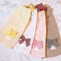 おりこうエプロン リボン 女の子 4枚 エプロン スタイ 保育園 介護 給食