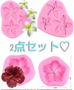 匿名配送♡2点セット・ハイビスカス ＆3種のプルメリア・シリコンモールド