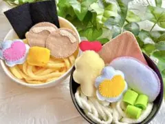 【ハンドメイド】フェルトおままごと♡えびの天ぷらうどん＆チャーシューラーメン2点