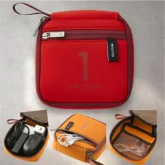 新品⭐️ミレスト　ケーブル収納ポーチ　赤　 旅行 トラベル 旅行ポーチ