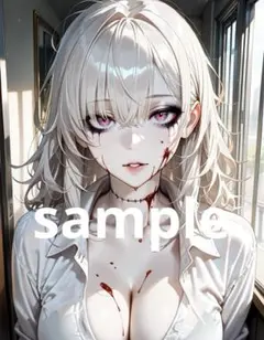 AI美女 アニメ イラスト A4ポスター ハロウィンゾンビコスプレ彼女@294