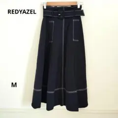 REDYAZEL ネイビー フレア スカート ベルト付き 春 夏 秋 M