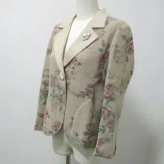 YUKI TORII テーラードジャケット 花柄 ニット ニードルパンチ加工