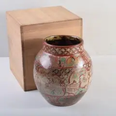 小橋川 仁王窯 赤絵 角瓶 一輪挿し 小橋川 仁王窯 赤絵 角瓶 一輪挿し