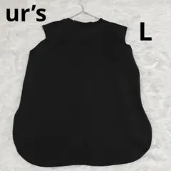 ur’s ユアーズ　ブラック ノースリーブシャツ Ｌサイズ　レディース