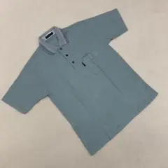 MACCHIO ポロシャツ グレーストライプ 襟ポケット付き Lサイズ