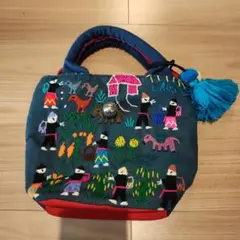 ラオス刺繍　トートバッグ タッセル付き