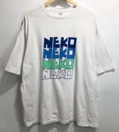 TWO FACE "NEKO" 手刷りプリント T-SHIRT XL■0806C