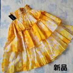 3段フリルパウスカート☆イエロー★フラダンス