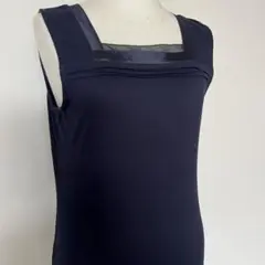美品 クロッシー カットソー ノースリーブ L　ネイビー スクエア しまむら