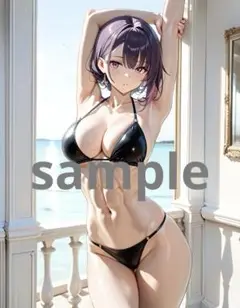 AI美女 アニメ イラスト A4ポスター セクシーな腹筋彼女@444