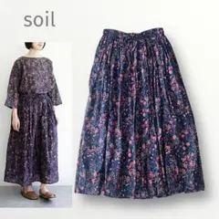 soil ソイル コットン 花柄 フラワープリント ギャザー ロングスカート
