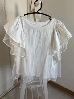 ロペピクニック　フリル付きホワイトシフォントップス　美品