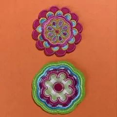 A1945 曼荼羅花　2種　刺繍ワッペン　アイロン