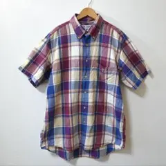 CHAPS アメリカ古着 チェック ワイシャツ 半袖 ピンク M 春夏秋