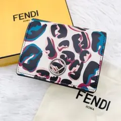 FENDI 二つ折り財布 エフイズ アニマル柄 マルチカラー F金具 レザー