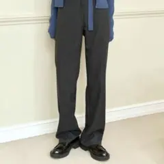 UNE MANSION スラックス ハイウエスト チャコール グレー