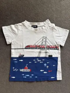 klädkäp 電車と海のイラスト Tシャツ　90