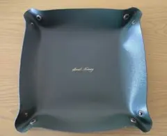 【美品】フェイクレザー★トレイ　小物入れ　　ダークグリーン