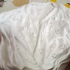 ホワイト レース編み 半袖カーディガン