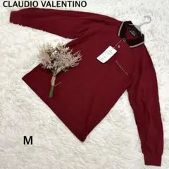 クラウディオヴァレンチノꕤメンズ 長袖ポロシャツ Vネック M 綿 刺繍ロゴ