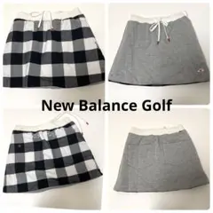 人気!ニューバランスゴルフ 暖か中綿スカートリバーシブル チェック×グレー ロゴ