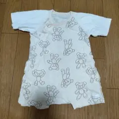 クマ柄 コットンロンパース 95cm未満