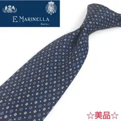 【MARINELLA/マリネッラ】美品 ネクタイ 総柄 小紋 シルク ネイビー