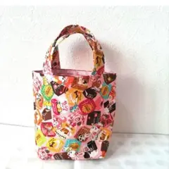 3699】ハンドメイド★マチありミニミニバッグ★はいから横丁★チョコピンク