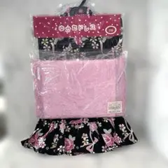 新品未使用　ゆかたドレス　110cm 黒×ピンク花柄