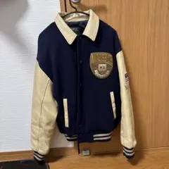 90s 80s MACBETH スタジャン レザー MACBETH】 マクベス 袖レザースタジャン ジャケット ワッペン