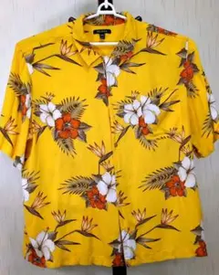 USA古着 GEORGEアロハシャツ 開襟レーヨン 黄色 2XL