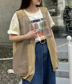新品【CIAOPANIC TYPY】切替フィッシングベスト　ベージュ