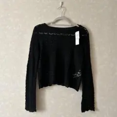 新品　coca春夏　透け感ブラックニット ワンサイズ