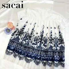 【とても素敵です◎】sacai バックプリーツ カットソー 半袖 リネン混
