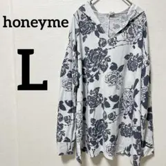 ✨️海外古着✨honeyme【L】花柄フード付きパーカー 薄手 Tシャツ 大きめ