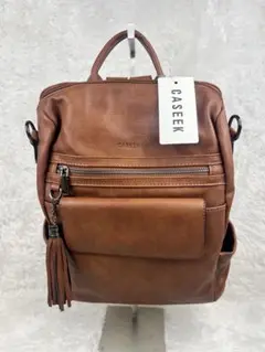 CASEEK レザー リュック サイドポーチ付 ビジネスバッグ　未使用品