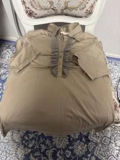 美品 エシーム フリル付きボタンシャツ Lサイズ ポロシャツ