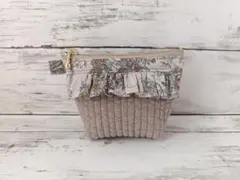 sale ハンドメイド ヌビポーチ ヌビ✕リバティのセリーヌ使用 フリル モカ