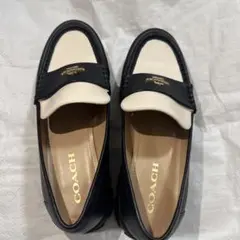 COACH ローファー ブラック/ホワイト24.5 8C