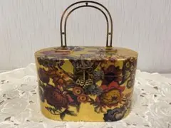 アンティーク風　デコパージュ花柄ゴールドボックス