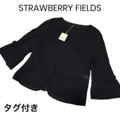 ストロベリーフィールズ　ノーカラージャケット　コットン　リボン　刺繍