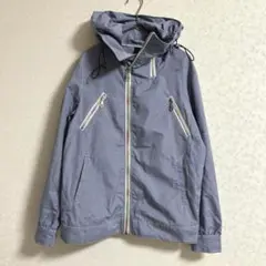 【fobby】薄手ジャケット ジャンバー 青チェック ブルー フードワイヤー入