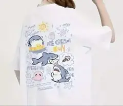 ⚠️訳アリ【XLサイズ】サメ　シャーク　Tシャツ ホワイト