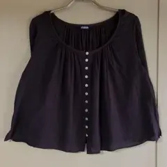 JOURNAL STANDARD 麻　レーヨン　貝ボタン　パフスリーブ 墨紺