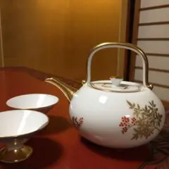 大倉陶園 お屠蘇 酒器揃え 南天金彩 手付徳利 盃2個