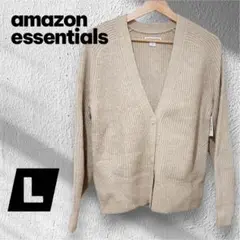 amazon essentials ニットカーディガン レディース L ベージュ