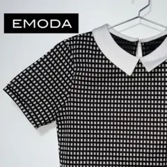 【EMODA】チェック柄 襟付き半袖シャツ　Sサイズ