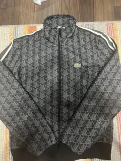 美品 ラコステ　モノグラム ジャカードトラックジャケット 黒