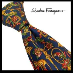 Salvatore Ferragamo フェラガモ ネクタイ シルク アニマル